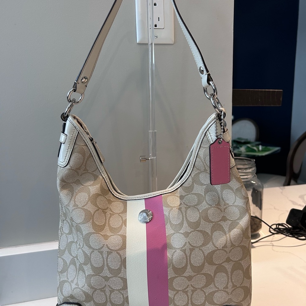 Coach Beige and Pink Shoulder Bag